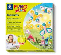 STAEDTLER 8034 10 LZ FIMO Kids Form&Play Playtime & Modelling Polymer Clay Set - "Butterfly" (Pack of 4 Blocks, Stickers, Modelling Tools & Background Scene)