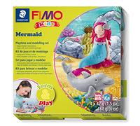 STAEDTLER 8034 12 LZ FIMO Kids Form&Play Playtime & Modelling Polymer Clay Set - "Mermaid" (Pack of 4 Blocks, Stickers, Modelling Tools & Background Scene)