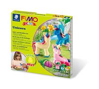 STAEDTLER 8034 19 LYST Unicorn Fimo Kids Form&Play Set (Super Soft, Oven-Hardening Clay, Easy Instructions, resealable Box, Set of 4 Blocks, 1 Modelling Stick and 1 Play Background)