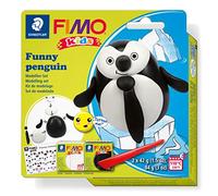 STAEDTLER 8035 18 FIMO Kids Modelling Clay Set - "Funny Penguin" (Pack of 2 FIMO Kids Blocks, Stickers & Modelling Tools)