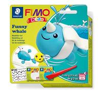 STAEDTLER 8035 21 FIMO Kids Modelling Clay Set - "Funny Whale" (Pack of 2 FIMO Kids Blocks, Stickers & Modelling Tools)