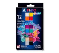 STAEDTLER 8043 C12-1 FIMO Professional Oven-Hardening Polymer Modelling Clay - Assorted Colours (Pack of 12 x 25g Blocks), Basic-farben