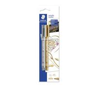 STAEDTLER Metallic Metallic Marker Fine Bullet Gold, Silver Pack of 2