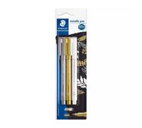 Staedtler 8323-S Bk3 Design Journey Metallic Pens - Gold, Silver And White (Pack Of 3)