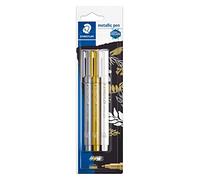 STAEDTLER 8323-S BK3 Design Journey Metallic Pens - Gold, Silver and White (Pack of 3)