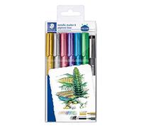 STAEDTLER 8323-SWP6P Metallic Markers - Multi-Colour (Pack of 6) | Glitter pens 1-2 mm, opaque on light & dark - for scrapbooking - Item No. 8323-SWP6P