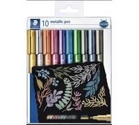 STAEDTLER 8323 TB10 Design Journey Metallic Pen, Assorted Colours, 1-2 mm Line Width (Wallet of 10)