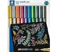 STAEDTLER 8323 TB10 Design Journey Metallic Pen, Assorted Colours, 1-2 mm Line Width (Wallet of 10)