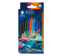 STAEDTLER Ballpoint Pens - Rainbow Medium Retractable Pen - Multiverse Design - 8 Assorted Colours - Pack of 8, 4230C8E2-1