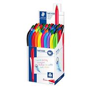 STAEDTLER Ballpoint Pens - Rainbow Stick Pen - Medium Point - 10 Assorted Colours - Pack of 50, 4320 MKP50