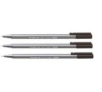 Staedtler Black 0.3mm Triplus Fineliner Fine Line Pens Superfine Dry Safe & Washes Out Of Most Textiles (Pack of 3)