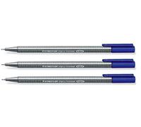Staedtler Blue 0.3mm Triplus Fineliner Fine Line Pens Superfine Dry Safe & Washes Out Of Most Textiles (Pack of 3)
