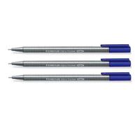 Staedtler Blue 0.3mm Triplus Fineliner Fine Line Pens Superfine Dry Safe & Washes Out Of Most Textiles (Pack of 3)