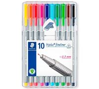 STAEDTLER Fineliner Pens - triplus - for Adult Colouring - 10 Assorted Colours - Pack of 10, 334 SB10
