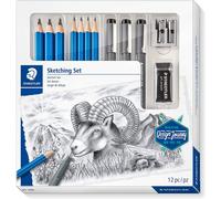 Staedtler character set, complete set with 4 premium pencils, 3 premium jumbo pencils, 3 black fineliners, 1 eraser, 1 double sharpener and
