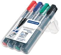 Staedtler - Chisel Tip Lumocolor Permanent Marker Pens - Pack Of 4 Assorted Colours