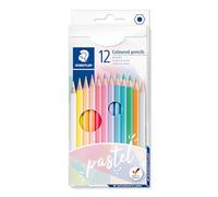 Staedtler Colouring Pencil 146 Classic Hexagonal Format, Soft Lead, Highly Pigmented Colours, 12 Pastel Colours in Cardboard Case, 146 C12 PA
