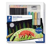 STAEDTLER Design Journey Black and White Set of Soft Coloured Pencils, Metallic Markers and Sharpener