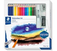 STAEDTLER Design Journey Watercolour Set of Mars Lumograph Pencils, Watercolour Pencils, A Water Brush and Accessories
