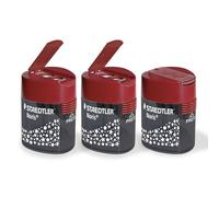 STAEDTLER Double-Hole Pencil Sharpener Bundle for Graphite & Colour Pencils up to 10.2mm Diameter - Set of 3 x Sharpeners, 512 188 X