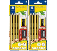STAEDTLER Drawing Pencils - Noris School Sketching Set - Assorted Degrees - Includes Eraser & Sharpener - Set of 8, 61 120 C6 (Pack of 2)