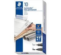 Staedtler Duo Permanent Marker Bullet Tip Fine 0.6mm and Medium 1.5mm Black Ref 3849 [Pack 10]