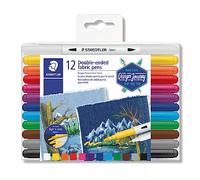 Staedtler Duo Tipped Fabric Marker 12 Pack, Assorted, 3190 TB12