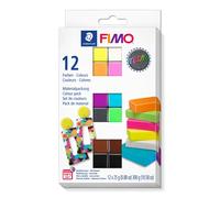 STAEDTLER 8013 C12-3 FIMO Effect Oven-Hardening Polymer Modelling Clay - Neon, Assorted Colours (Pack of 12 x 25g Half Blocks)