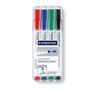 STAEDTLER 341 WP4 Lumocolor Compact Whiteboard Marker, 1-2mm Line Width - 4 Assorted Colours (Pack of 4)