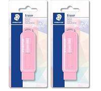 STAEDTLER Eraser in beautiful pastel colours, with practical plastic sleeve, assorted colours, 525 PSBKPA (Pack of 2)