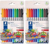 STAEDTLER Felt Pens - for Colouring - Noris - Suitable for Kids - 10 Assorted Colours, 320 C10 (Pack of 2)