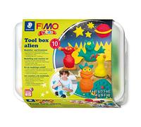 Staedtler FIMO Kids Tool Box Alien 8039 02 10-Piece Tool Box with Child-Friendly Tools and Oven-Hardening Modelling Clay