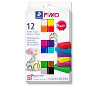 STAEDTLER 8023 C12-1 FIMO Soft Oven Hardening Polymer Modelling Clay - Basic Assorted Colours (Pack of 12 x 25g Blocks)