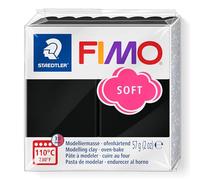 STAEDTLER FIMO Soft 8020 Modelling Clay - Black, 57 g | Oven-hardening polymer clay, soft & pliable - strong base for contrast, detail & accents - Art.-Nr. 8020-9