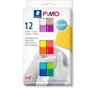 STAEDTLER 8023 C12-2 FIMO Soft Oven-Hardening Polymer Modelling Clay - Assorted Brilliant Colours (Pack of 12 x 25g Blocks)