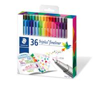 STAEDTLER Fineliner Pens - triplus - for Adult Colouring - 36 Assorted Colours - Pack of 36 - 334 C36