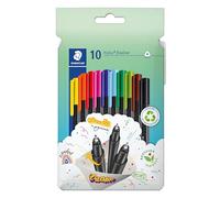 Staedtler Fineliner triplus, ergonomic triangular shape, superfine 0.3 mm tip, long life, dry safe, PP shaft, mix and match, 10 fineliner pens in cardboard cushion case, 334 C10