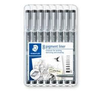 STAEDTLER 308 Pigment Liner Pen Assorted Deskset of 8 (308 SB8) - Black Ink
