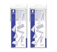 STAEDTLER Geometry Set in Metal Case - 20 Piece Drawing Set with Compass and Accessories - School Set with Ruler, Triangles and Stencil - Complete Math Set for Precise Work