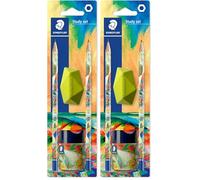 STAEDTLER HB Drawing Pencils - for Sketching and Writing - Multiverse Design - Includes 2 HB Pencils, Sharpener & Eraser - Set of 4, 170SBKE2-2 (Pack of 2)