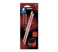 STAEDTLER HB Drawing Pencils - for Sketching and Writing - NORIX - Includes 2 HB Pencils, Sharpener & Eraser in Coral - Set of 4, 181 SBK2-2