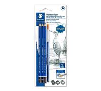 Staedtler : Mars Lumograph : Design Journey : Aquarell Watercolour Graphite Pencils : Set of 3 plus Brush