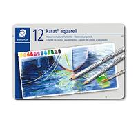 STAEDTLER 125 M12 Karat Aquarell Watercolour Colouring Pencil - Assorted Colours (Tin of 12 Pencils)