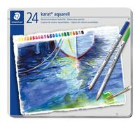 Staedtler karat aquarell watercolour pencils tin set of 24 assorted colours
