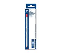 STAEDTLER Lumocolor 108 Omnichrom Pencils - Red, 12 Pack | Water-soluble wax marker, wood-cased - wipeable on glass, metal & plastic - Art.-Nr. 108-2