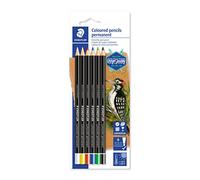 Staedtler Lumocolor 10820BK6-C Colouring Pencil, Waterproof, Permanent Glassochrome, Opaque on Dark and Transparent Surfaces, Does Not Impact Through Paper, for Many Surfaces, Blister Card with 6