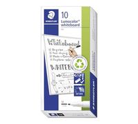 STAEDTLER Lumocolor 301 Whiteboard Markers - Black, 10 Pack, 1.0 mm | Dry-wipe ink, fine tip - up to 8 hours cap-off without drying out, residue-free - Art.-Nr. 301-9