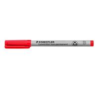 STAEDTLER Lumocolor 312-2 Universal Pen Non-Permanent Red Wide Chisel Tip Approx. 1.0-2.5 mm Wet Wipe for Almost All Surfaces 10 Red Foil Pens in Cardboard Case