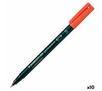 STAEDTLER 313-2 Lumocolor Permanent Pen, Superfine Line Width, 0.4mm - Red (Box of 10)