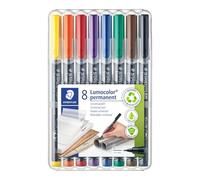STAEDTLER Lumocolor 313 Permanent Pens - 8 Colours, 0.4 mm | Waterproof ink, fine tip - permanent marking on film, glass, metal & most surfaces - Art.-Nr. 313 WP8